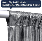 10ftx10ft Black Silver Glitter Sequin Backdrop Curtain for Parties, Wrinkle Free Sparking Backdrop Drapes, 2 Panels 5x10ft Shimmer Photo Back Drop Cloth for Wedding Birthday Photography