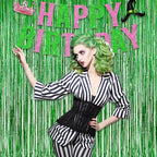 Green Tinsel Curtain Party Backdrop - GREATRIL Foil Fringe Streamers for St Patrick’s Day/Luau/Turtle/Hawaiian/Dinosaur/Ghost/Football/Christmas Decorations 2 Packs