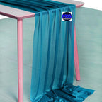 MDS 2 Pack 14ft Chiffon Table Runner 29 x 170 Inches Sheer Wedding Runner Romantic Rustic Table Runner for Wedding Decorations, Birthday Parties, Bridal Shower Party Arch Decor - Dark Teal