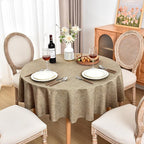 Fitable Faux Linen Round Tablecloths 60 Inch in Diameter - 2 Pack Faux Burlap Table Clothes for Kitchen, Dining Room, Party, Farmhouse, Outdoor (Great for 20"-48" Round Tables, Khaki)