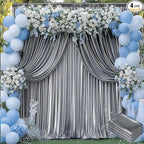 20x10 ft Wrinkle Free Black Silver Sequin Backdrop Curtain for Parties,Thick Not Fall Glitter Wedding Backdrop Drapes,4 Panels 5x10ft Shimmer Photo Back Drop Cloth for Birthday Photography Background
