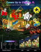 Halloween Christmas Projector Lights Outdoor, 8 Brighter HD Holiday Patterns with Firefly & Ocean Wave Effects, 10 Slides, Waterproof Snowflake Projector with Timer for House Garden Yard Xmas New Year