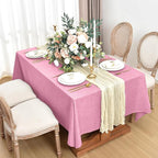 Fitable Faux Linen Tablecloths for Rectangle Tables: Water & Stain Resistant Farmhouse Table Cloth, Washable Burlap Textured Table Covers for Kitchen Dining Party(2 Pack, 52x70 Inch, Pink)