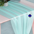 MDS 2 Pack 10ft Chiffon Table Runner 29 x 120 Inches Sheer Wedding Runner Romantic Rustic Table Runner for Wedding Decorations, Birthday Parties, Bridal Shower Party Arch Decor - Teal