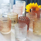 24 pcs Fall Votive Candle Holders, 6 Colors 3 Patterns Tealight Candle Holders for Wedding Table Centerpiece Birthday Party Decoration