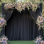 20ftx14FT Wrinkle Free Black Backdrop Curtain, 4 Panels 14FT Height Black Wedding Backdrop Drapes, Silky Polyester Back Drop Cloth for Birthday Photography Background Party Backdrop Draping