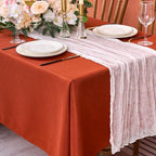 Fitable 2 Pack Faux Linen Fall Tablecloths, Wrinkle Proof Fabric Table Cloth Rectangle, Burlap Textured Table Covers for Thanksgiving Holiday Autumn Dinner Party Farmhouse (Rust, 60 x 84 Inch)
