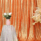 Eternal Beauty Orange Sequin Backdrop, 8x10 Ft Halloween Glitter Background Curtains for Shimmer Photography Party Wedding Birthday Back Drop Decor