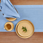 Solino Home Linen Cornflower Blue Hemstitch Table Runner 48 Inches - 100% Pure Linen Small Table Runner 14 x 48 Inch Ideal for Dresser and Coffee Tables - Classic Hemstitch - Christmas, Holiday