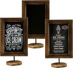 MyGift Set of 3 Tabletop Chalkboard Sign with Burnt Wood Frame and Round Base, Decorative Wedding Table Place Card Signage, Rustic Small Kitchen Countertop Memo Board
