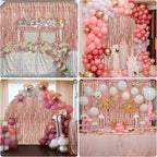 Crosize 4 Pack 3.3 x 9.9 ft Rose Gold Foil Fringe Backdrop Curtain, Streamer Backdrop Curtains, Streamers Birthday Party Decorations, Tinsel Curtain for Parties, Photo Booth Backdrops, Party Décor