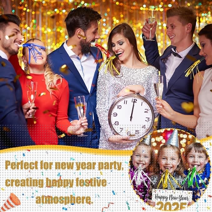 12 Pcs Glitter Noise Makers Metallic Fringed Party Blower for Adults Birthday Graduation New Years Party Favors Supplies (Colorful)