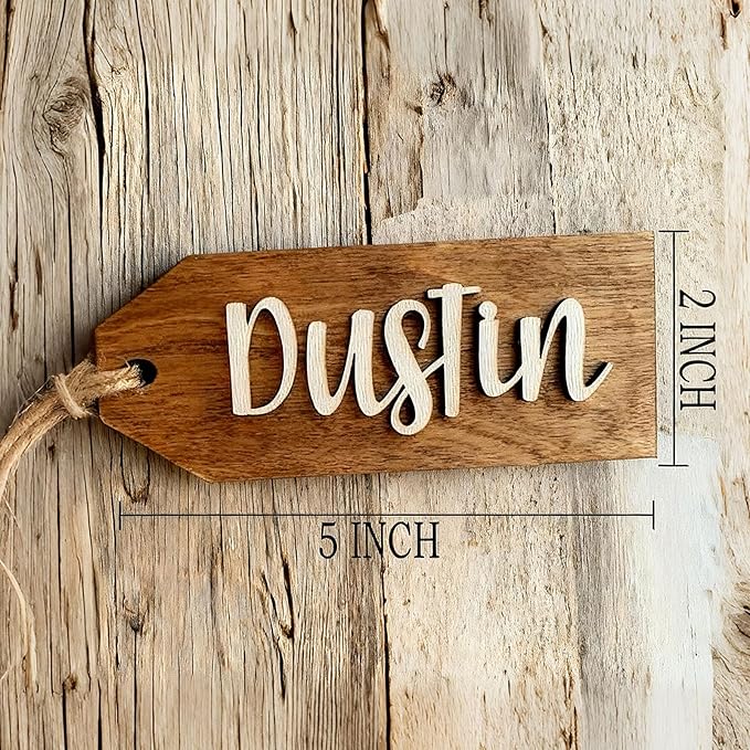 4Pcs Personalized Christmas Stocking Name Tags Custom Wooden Stocking Name Tag Customized Letters Tags Custom Xmas Stockings Hanging Tag Gifts for Christmas Stockings