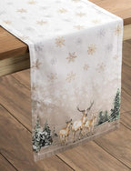 Maison d' Hermine Table Runner 100% Cotton Single Layer Table Runners 90 inches Long for Thanksgiving Christmas Decorations Home Kitchen Dining Party Wedding (Deer in The Woods, 14.5" x 90")