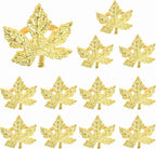 Elegant Handcrafted Leaf Napkin Rings - Set of 12 Premium Aluminum Holders for Dinner Parties, Weddings, Special Occasions & Everyday Dining (Gold) - CLEENTABLE