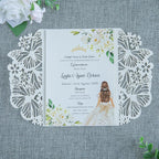 20 PCS 5.12x7.2 Butterfly Quinceanera Invitation, Laser Cut Wedding Invitation Cards with Envelopes for XV Anos Bridal Shower Baby Shower Invite (Ivory)