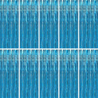 BTSD-home 10 Pack Aquamarine Foil Fringe Curtain Metallic Streamer Party Decorations Photo Booth Backdrop Door Curtains for Wedding Birthday Baby Shower Bachelorette Halloween