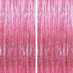 GCB 2 Pack Glitter Foil Curtain Pink Backdrop Streamers Metallic Tinsel Fringe Curtains Photo Booth Props for Birthday Wedding Engagement Bachelorette Christmas Holiday Celebration Party Decorations