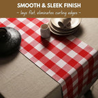 Native Fab Table Runner Buffalo Check Plaid 100% Cotton - 13x90 Inches Kitchen Dining Table Decoration for Indoor Outdoor Farmhouse Home Party Decor - Red and White