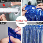 PartyWoo 2 pcs Royal Blue Foil Fringe Curtain, Metallic Foil Tinsel Fringe Backdrop Door Fringe for Birthday Wedding Party Photo Backdrop, Blue Streamers Party Decorations