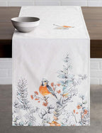 Maison d' Hermine Table Runner 100% Cotton Double Layer Table Runners 72 inches Long for Thanksgiving Christmas Decorations Home Kitchen Dining Party Wedding (Whitish Shabby Chique, 14.5" x 72")