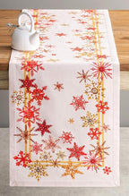 Maison d' Hermine Table Runner 100% Cotton Single Layer Table Runners 36 inches Long for Thanksgiving Christmas Decorations Home Kitchen Dining Party Wedding (Crystal Star, 14.5" x 36")