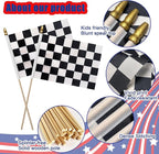 12Pcs 8×12 Inch Small Checkered Flags Black and White Racing Flags on Wood Stick Mini Race Car Handheld Flag Decorations