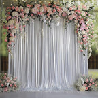 Outpain 10x10ft Silver Sequin Backdrop Curtains -Heavy Duty Gold Photography Backdrops with Non-Shedding Glitter, Wrinkle-Free Stage Drapes for Wedding/Christmas/Studio Shoots (5x10ft 2 Panels)