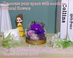 Valley of Rain & Forest Long-Lasting Real Flowers, Unique Floral Gift for You to Send Love for All Occasions, for Indoor Decoration (Dark Purple & Pink Roses Arrangement)
