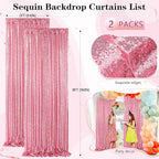 Blush Pink Sequin Backdrop 2 Panels 2FTx8FT Glitter Backdrop Curtain for Baby Shower Wedding Party Decorations