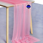 MDS 2 Pack 14ft Chiffon Table Runner 29 x 170 Inches Sheer Wedding Runner Romantic Rustic Table Runner for Wedding Decorations, Birthday Parties, Bridal Shower Party Arch Decor - Coral