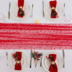 Snowkingdom Red Christmas Table Runner 10 FT, Glitter Metallic Foil Sheer Tulle Cheesecloth Gauze Runner 120 Inch, Red Table Centerpieces Decoration for Wedding Birthday Party Holiday