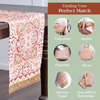 Maison d' Hermine Table Runner 100% Cotton Single Layer Table Runners 72 inches Long for Thanksgiving Christmas Decorations Home Kitchen Dining Party Wedding (Damask, 14.5" x 72")