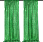 Green Sequin Backdrop Curtains 2 Panels 2FTx8FT Christmas Party Backdrop Glitter Birthday Bridal Wedding Curtains Sparkle Photo Backdrop