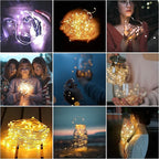 20 Pack Fairy Lights Battery Operated 60 Extra Batteries, 3 Modes 6.5ft 20 LED Mini String Lights, Waterproof Silver Wire Firefly Starry Lights for DIY Wedding Christmas Party, Warm White