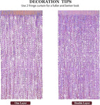 4 Pack Pink Tinsel Curtain Party Backdrop - CYLMFC 3.3 ft x 6.6 ft Sparkle Wavy Foil Fringe Backdrop Curtain for Party Decorations Girls Birthday Bachelorette Party Decor Supplies Photobooth Props