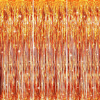 GOER 3.2 ft x 8.2 ft Metallic Tinsel Foil Fringe Curtains Party Photo Backdrop Party Streamers for Birthday,Graduation,New Year Eve Decorations Wedding Decor (3 Packs,Orange)