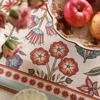 Decorative Linen French Table Runner 71 Inches Long,Green Floral Rustic Runner for Table Decor Tabletop Table Runners for Kitchen,Dining,Tea Party,Home,Christmas,12"*71"