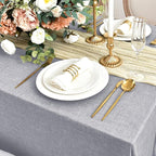Fitable Faux Linen Tablecloths for Rectangle Tables: Water & Stain Resistant Farmhouse Table Cloth, Washable Burlap Textured Table Covers for Kitchen Dining Party(2 Pack, 60x84 Inch, Light Grey)
