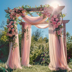 Wedding Arch Draping Fabric 2 Panels 28.7" x 20FT Blush Sheer Chiffon Backdrop Drapes for Wedding Ceremony Birthday Party Bridal Shower Outdoor Decoration