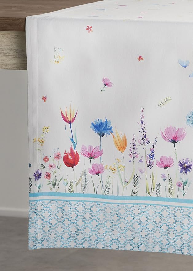 Maison d' Hermine Table Runner 100% Cotton Double Layer Table Runners 72 inches Long Decorative for Home Kitchen Dining Party Wedding Bridal Shower Spring Summer (Flower in The Field, 14.50" x 72")