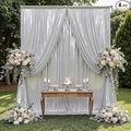 Outpain Thick 20 ft x 10 ft Silver Sequin Backdrop Curtain for Parties, Wrinkle Free Glitter Photo Backdrop Drapes 4 Panels 5x10ft Silver Back Drop Cloth for Wedding Christmas Photography Background