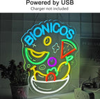 CNBEYOUNG Bionicos Neon Sign, Neon Lights Hanging Wall Art Decoration for Mexican Restaurant Cocktail Bar Man Cave Kitchen Party Home Decor, USB Powered Ultra Bright Dimmable,14.96x 12.6inches