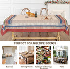 MYSKY HOME Cotton Table Cloth, Rustic Striped Fall Tablecloth, Farmhouse Table Cloth Waterproof Wrinkle Free Halloween Tablecloth Washable for Rectangle/Oblong, 55''x86'', Red