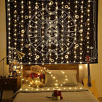 Meonum Curtain Tapestry Backdrop String Lights, Each 13 Strings 6.6 x 5 ft Tapestry Fairy String Light, 8 Modes Window Wall Hanging Light Strings for Bedroom Christmas Curtain Decor(2 Pack)