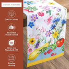 Maison d' Hermine Table Runner 100% Cotton Single Layer Table Runners 72 inches Long Decorative for Home Kitchen Dining Party Baby Shower Wedding Bridal Shower Spring Summer (Giverny, 14.50" x 72")