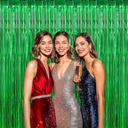 BTSD-home 10 Pack Green Foil Fringe Curtain, Metallic Photo Booth Backdrop Tinsel Door Curtains for St Patricks Day Birthday Bridal Baby Shower Bachelorette Christmas Party Decorations(8ft x 3ft)