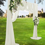 VACVELT Wedding Arch Draping Fabric, Ivory Chiffon, 2 Panels Sheer Drapes, 30 Inch x 20ft Chiffon Backdrop Curtain, Outdoor Sheer Drapery for Ceremony Party Ceiling