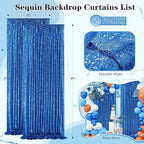 Royal Blue Backdrop Curtain Panels 2 Pieces 2ftx8ft Sequin Party Background for Birthdays Independence Day Theme Decorations