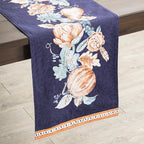 Maison d' Hermine Table Runner 100% Cotton Double Layer Table Runners 108 inches Long for Thanksgiving Christmas Decorations Home Kitchen Dining Party Wedding (Pumpkin Blues, 14.5" x 108")